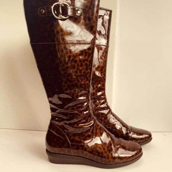 Cole Haan Brown Leopard Print Winter Boots - Picture 2 of 9